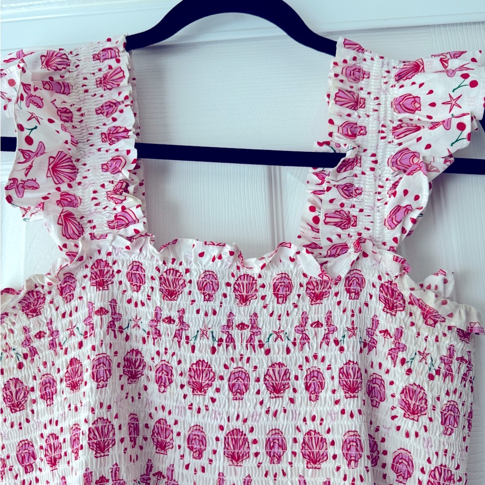 The Hill House Ellie nap dress in Mermaid print! 🍓🌴⛱️